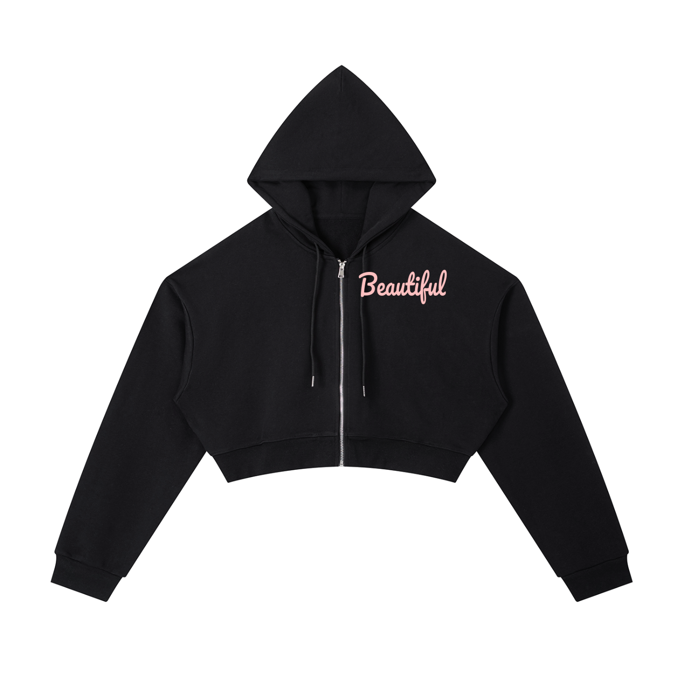 Two-Piece Beautiful Cropped Zip-Up Hoodie